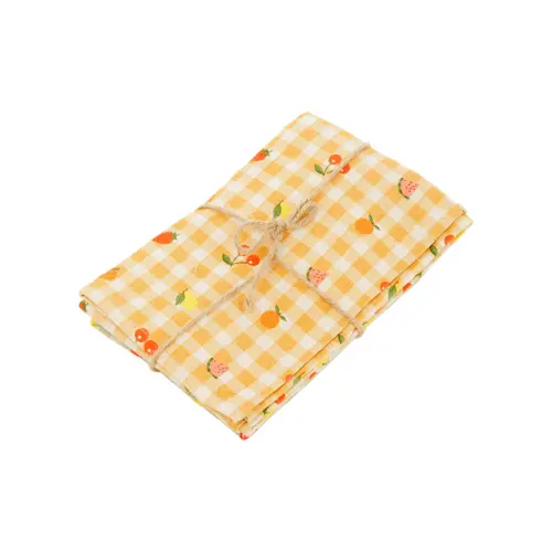 Une idée maline pour l’extérieur:Lot de 2 torchons en coton sauge et jaune à motifs Pago - 70 x 50 cm