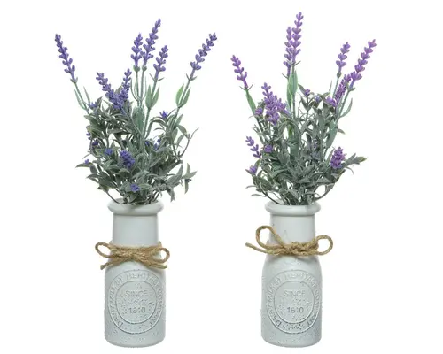 Jardin choix:Lavande artificielle en pot - Ø 13 x H 32 cm