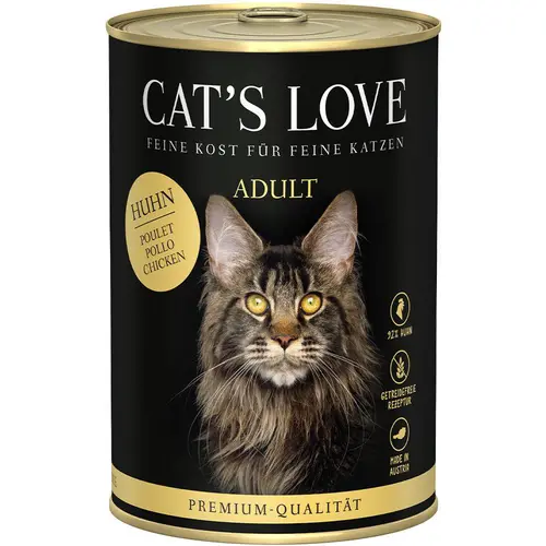 Jardin facile:Pâtée pour chat au poulet pur Cat's Love Adult – en boîte de 400 g