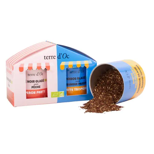 Pour profiter pleinement de l’extérieur:Duo de thé noir bio pêche et rooibos bio mangue passion Terre d’Oc