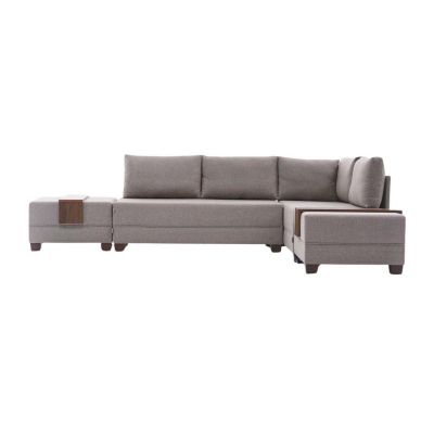 Canapé d'angle convertible en tissu beige Fly (Angle droit)