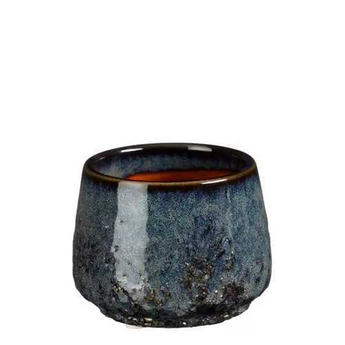 Jardin durable:Mylo pot rond coloris bleu en céramique - Ø 8,5 x 7 cm