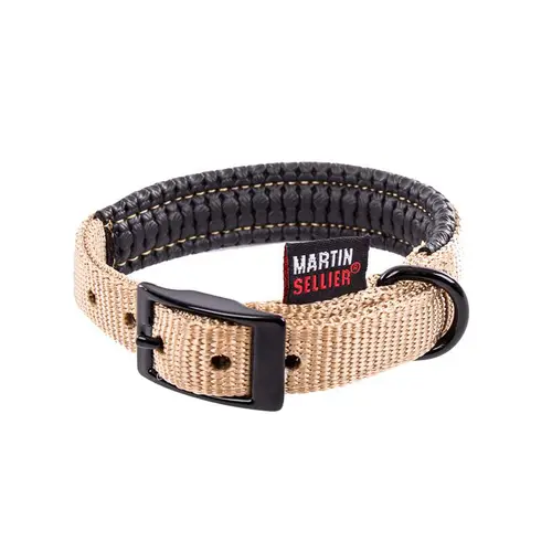 Jardin bien-être：Collier droit Confort pour chien coloris beige - 2,5x55 cm