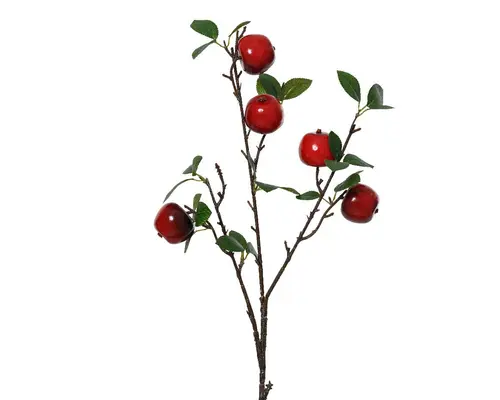 Solution pour le jardin：Tige artificielle avec pommes rouges en mousse et feuilles vertes - H 60 cm