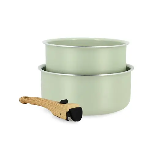 Pour tous vos besoins jardin:Lot de 2 casseroles en aluminium céladon Menastyl Colorama - Ø 16/18 cm