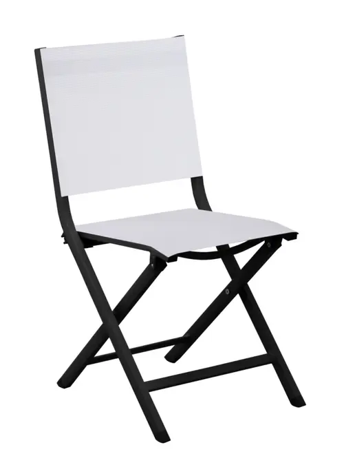 Extérieur qualité：Chaise pliante en aluminium et toile textylène couleur blanc coton Max - 90 cm