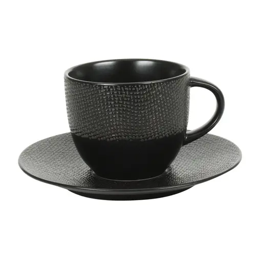 Jardin maison：Tasse thé en grès coloris noir Vesuvio - Ø 9 x H 6 cm