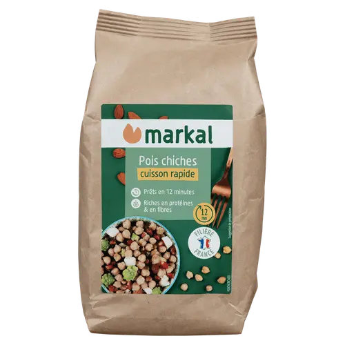 Extérieur essentiel：Pois chiches bio cuisson rapide Markal - 400 g