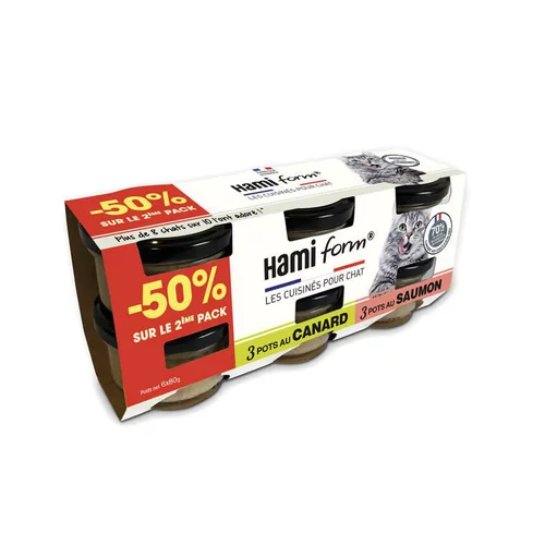 Une sélection pensée pour le jardin:Nourriture humide pour chat pack de recettes mix du terroir et de la mer Hami Form – 6 x 80 g (2ème à -50%)