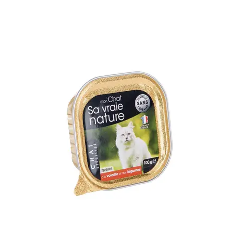 Nature extérieur:Aliment humide complet pour le chat stérilisé à la volaille et aux légumes Sa vraie nature - 100 g