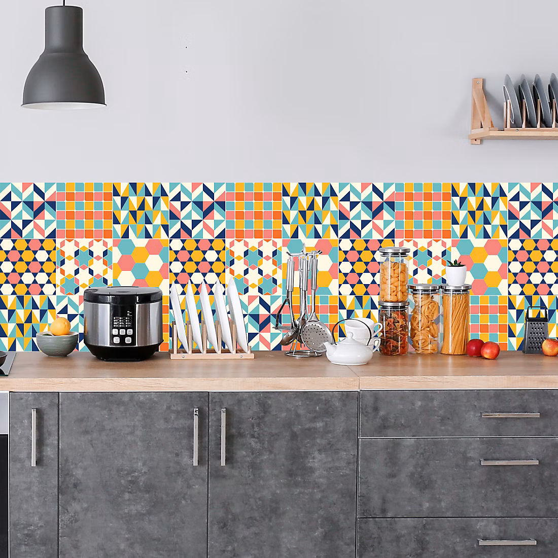 Crédence adhésive carrelage style retro 80 60 × 300 cm