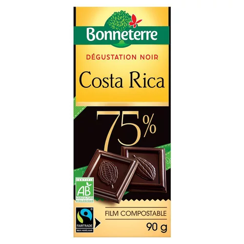 Choix malin：Chocolat Dégustation noir Costa Rica 75% en tablette de 80 g