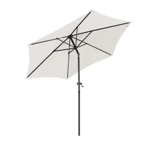Pour votre espace vert:Parasol droit rond en aluminium coloris beige - Ø 270 cm