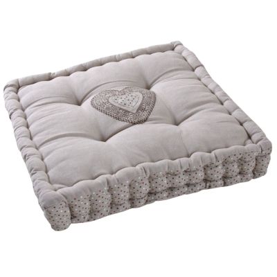 Coussin carré en coton et lin (Cœur)