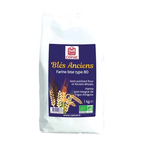 Moderne extérieur:Farine de blés anciens demi complète T80 bio en sachet de 1 kg