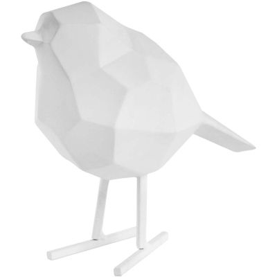 Oiseau en résine mat origami 17cm (Blanc)