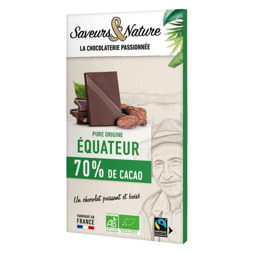 Qualité jardin:Chocolat noir 70% Origine équateur bio Saveurs et Nature - 80 g