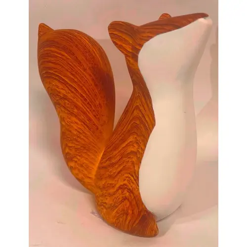 Pour embellir le jardin:Renard en résine marron/blanc imitation bois Inoa