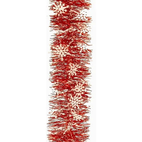 Pour un jardin bien organisé:Guirlande flocons de neige en plastique coloris rouge et blanc Ø 90 mm - 2 m