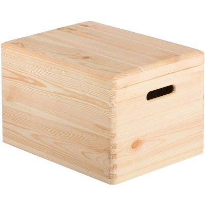 Boîte de rangement en pin massif avec couvercle (Taille 4)
