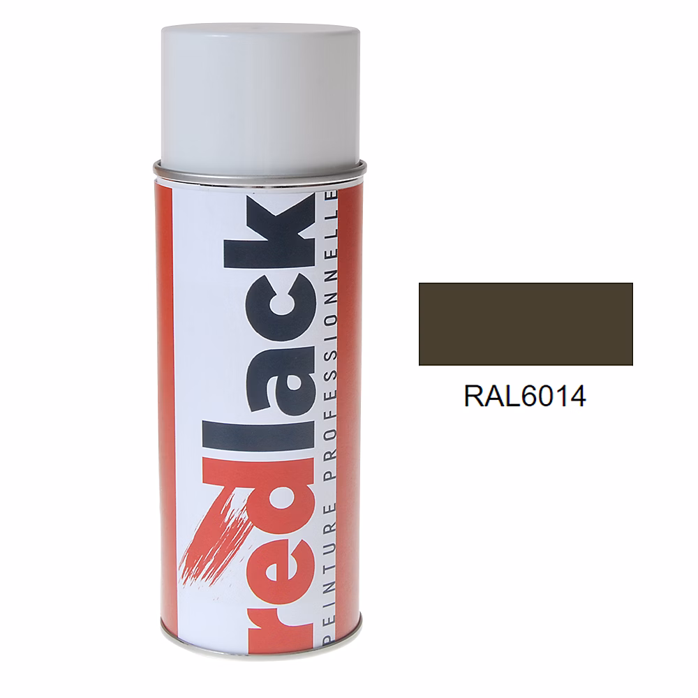 Bombe de peinture Aérosol – spray | 400ml | RAL 6014 Olive jaune | Brillant | multisupport | Redlack | RAL6014