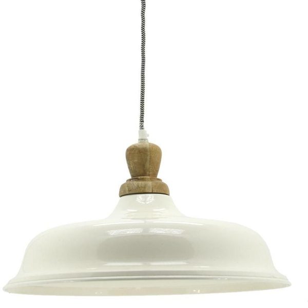 Suspension en métal et bois (Ø 40 blanc)