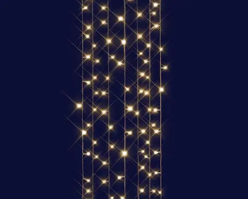Pour un jardin agréable：Rideau lumineux connectable x3 à 96 LED flash blanc chaud sur câble blanc Flicker - 2 x 2 m
