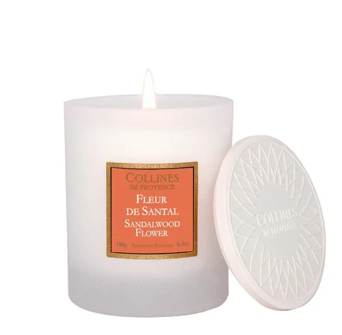 Essentiel maison：Bougie parfumée en cire végétale Collines de Provence Fleur de Santal - 180 g