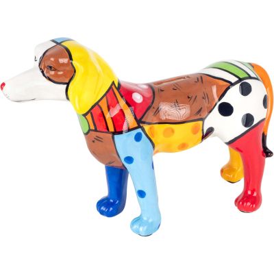 Tirelire en dolomite peinture multicolore (Chien)
