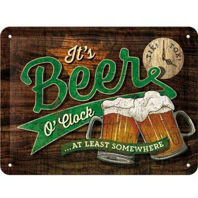 Plaque décorative en métal en relief 20 x 15 cm (Beer O' Clock Glasses)