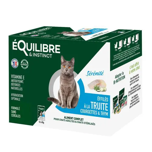 Pour un jardin plus pratique：Pâtée "Sérénité effilés" pour chat adulte ou stérilisé à la truite et aux courgettes Équilibre & Instinct - 12 x 85 g