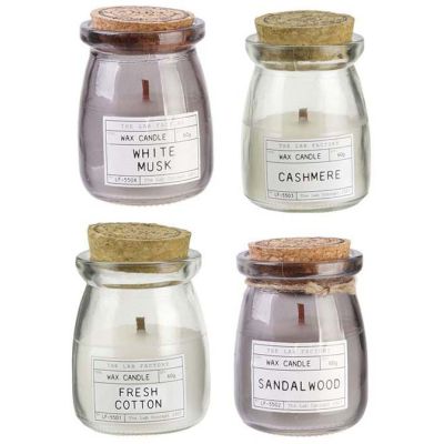 Bougies parfumées couvercle en liège 8.5 cm (Lot de 4)