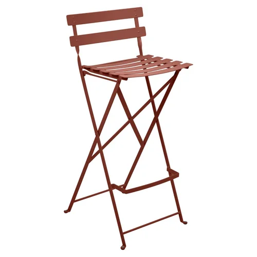 Pour vos moments au jardin:Tabouret haut Bistro coloris rouge en acier Fermob - 42 x 31 x 74 cm
