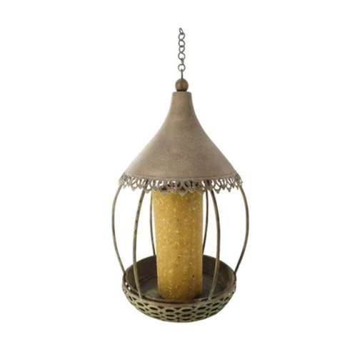 Le pratique pour l’extérieur：Kit de mangeoire carrousel gris en métal et cylindre Ø 20 x 32 cm