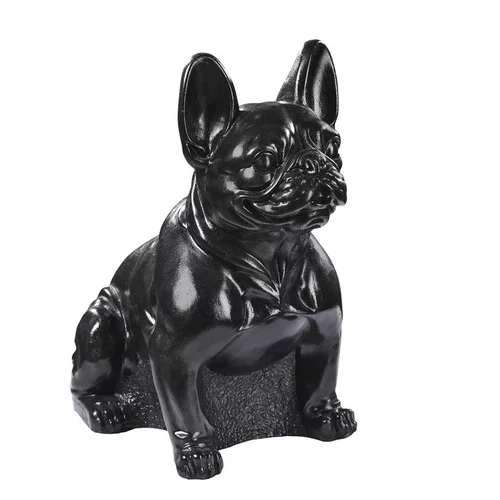 Extérieur solution:Statue en béton ciré anthracite Hairie Grandon Bouledogue assis - 43 cm
