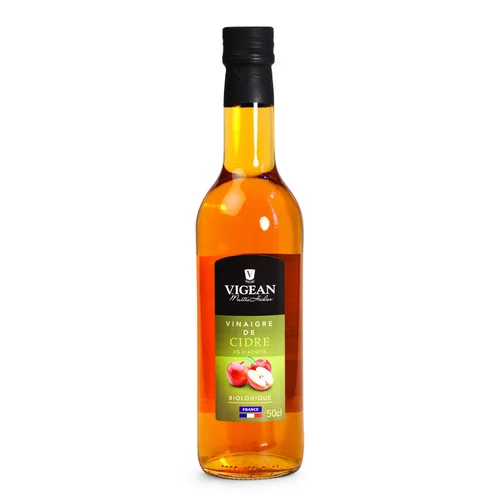 Idée jardin：Vinaigre de cidre bio en bouteille de 50 cl