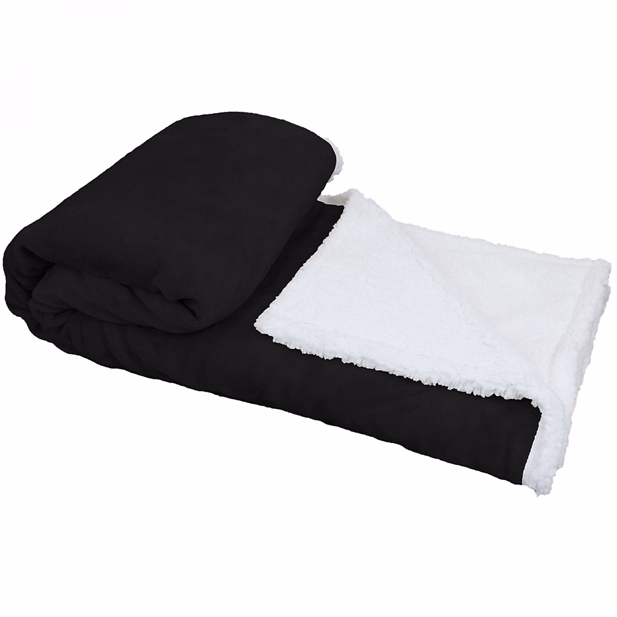 Couverture – plaid polaire 220 × 240 cm en flanelle et sherpa ultra doux, Noir, Vivezen