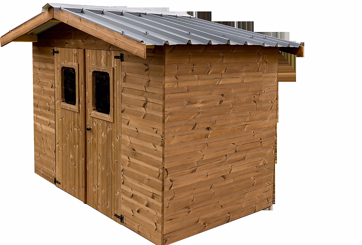 Abri de jardin Habrita Thermabri en bois coloris naturel ép.28 mm surface extérieure 7 – 62 m²