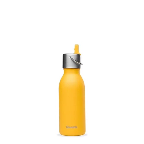 Confort dehors：Bouteille isotherme Kids Matt en inox coloris jaune Qwetch - 350 ml