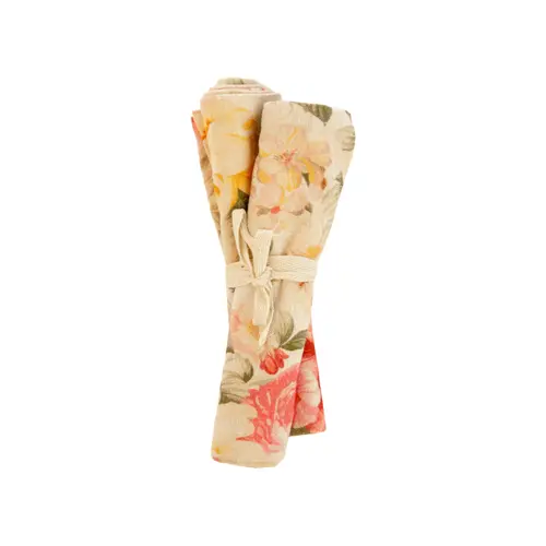 Côté extérieur：Lot de 2 serviettes en coton à motif fleuri multicolore Enora - 45 x 45 cm