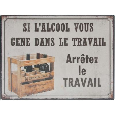 Plaque en métal humour 21 x 15 cm (Si l'alcool vous gêne...)