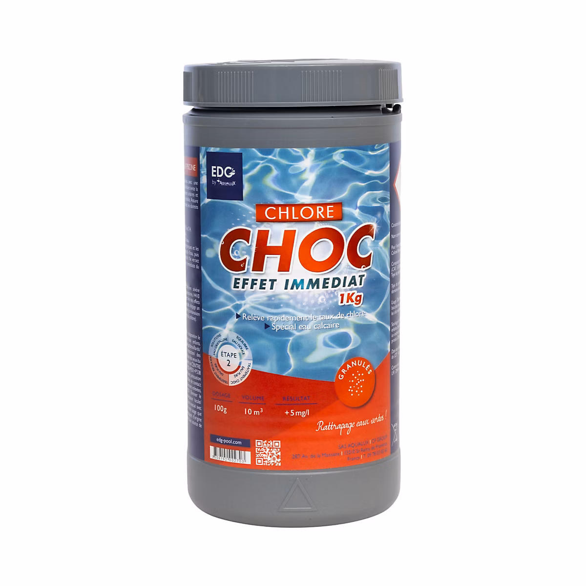 Edg Edenea – Chlore Choc (Chlore Rapide) Piscine, Spécial Eau Verte, Effet Immédiat, Granulés, Boite 1 kg, Gamme By Aqualux