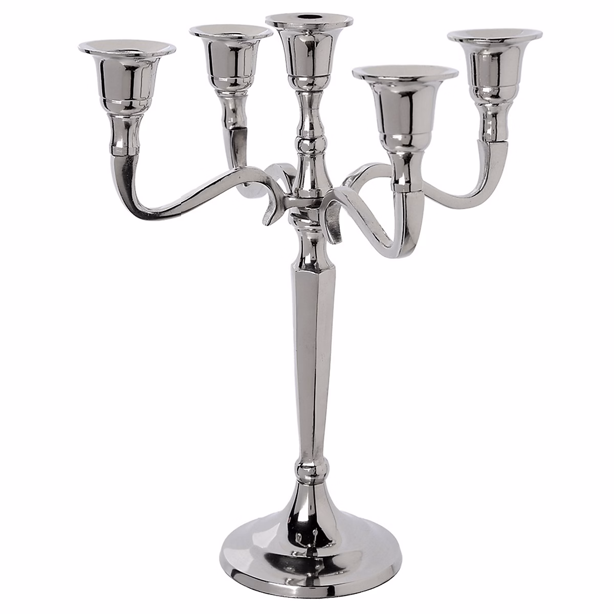 Bougeoir 5 branches en métal décoration baroque Argent – L. 22.5 x H. 27 cm, MARSO