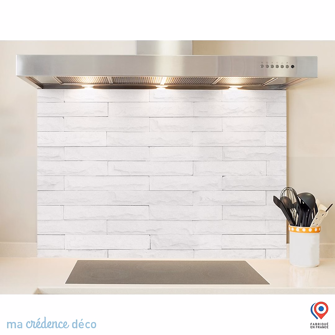 Crédence cuisine fond de hotte Mur brique en grès – Verre trempé | L 60 cm x H 45 cm | MaCrédenceDéco