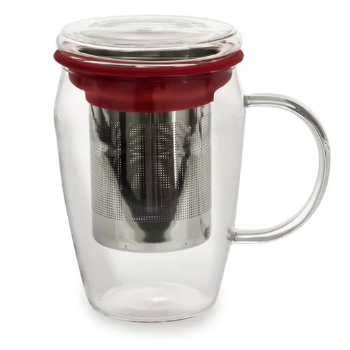 Pour équiper vos extérieurs:Mug infuseur en verre tisanière rouge 43 cl