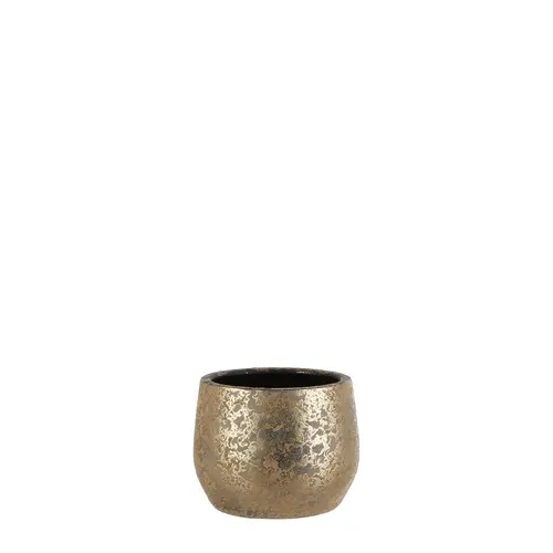 Une touche pratique à l’extérieur:Pot rond coloris or Clemente - Ø 19,5 x H 15,5 cm