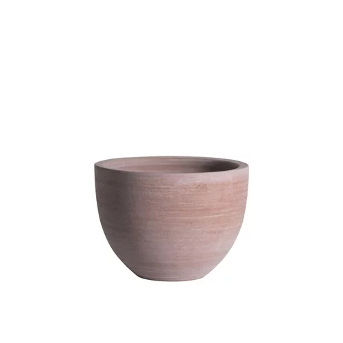 Une touche pratique à l’extérieur：Pot Cuvier bas contemporain en terre claire H 18 x Ø 25 cm