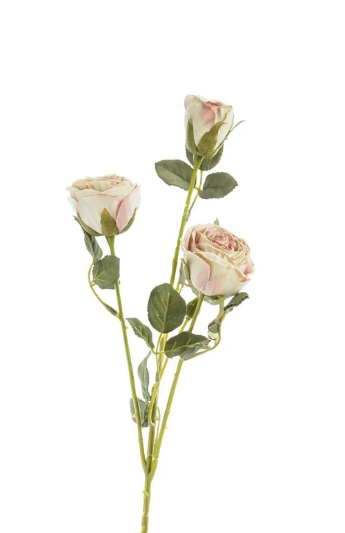 Un indispensable au jardin：Fleur artificielle en papier tige avec 3 roses en bouton coloris blanc - H 61 cm
