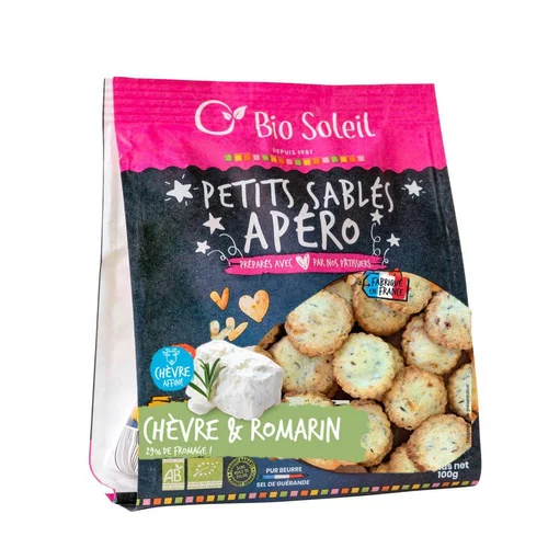 Mieux au jardin:Sablés apéritifs chèvre romarin bio Biosoleil - 100 g