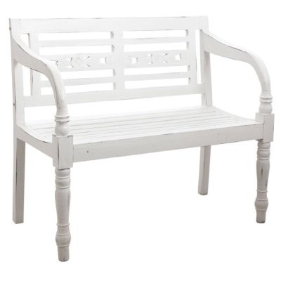 Banc 2 places en acajou (Blanc antique)
